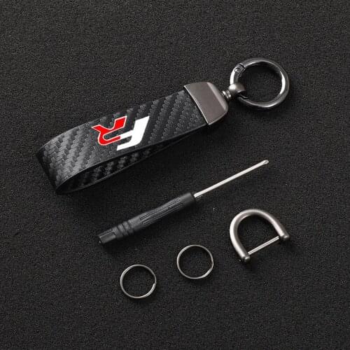4S High-Grade Carbon Fiber Leather Car KeyChain 360 Degree Rotating Horseshoe Key Rings For Leon FR Ibiza Altea Exeo FR logo car
