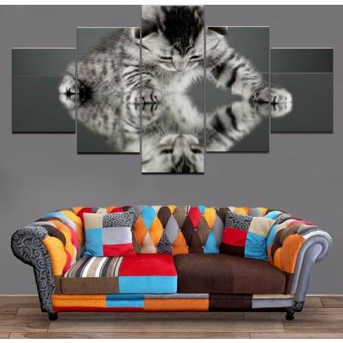 5 Piece Painting Canvas Cute Cat Animal Home Decor Living Room Print Animal Decor Painting Wall Art Canvas Painting Artwork