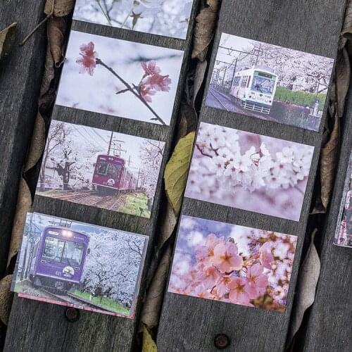 Multi-use 5.7*8.7cm 54pcs Mini Card Cherry Sakura Blossom print Scrapbooking party invitation cards Scrapbooking DIY