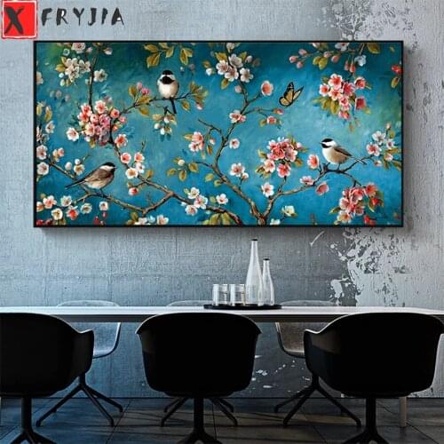 Diamond Mosaic Hot selling home art, flower and bird illustration round Diamond Embroidery Painting Full Square Decor For Home