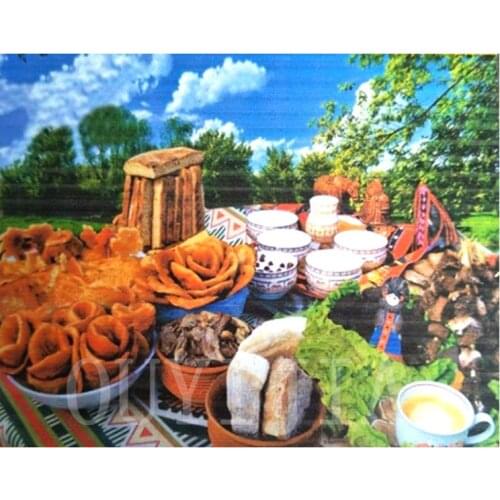 OUYIJIA5d DIY Diamond Painting Hearty Breakfast Full Square Round Rhinestone Embroidery Cross Stitch Craft Tool Set A4 A5 Light