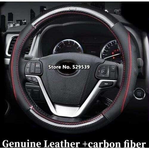 Car Genuine Leather Steering Wheel Covers for Toyota Camry Corolla Axio Altis Rav4 4Runner C-HR Fortuner Harrier Highlander