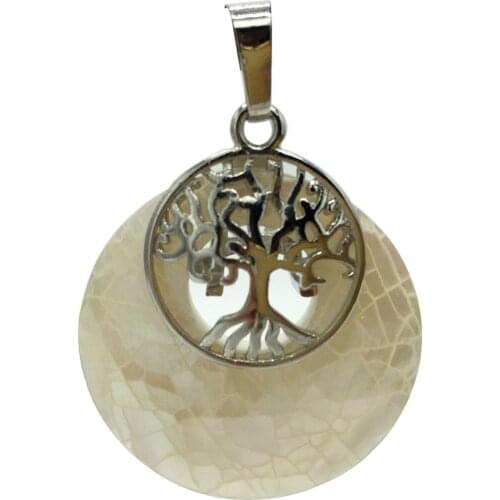Free Shipping Women Fashion Jewelry Beautiful White Mother of pearl Shell Round Pendant Bead 1pcs C8560