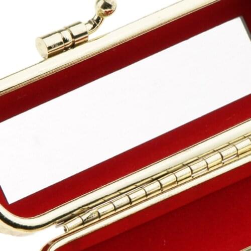 Vintage Chinese Style Lipstick Case with Mirror - Flower Print Silk Surface