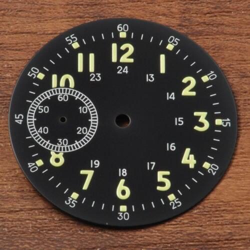 39mm Sterial Black watch Dial fit eta 6497 Seagul st36 movement Corgeut watches