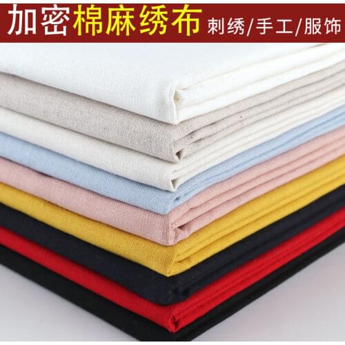 European embroidery cotton linen embroidery fabric polyester cotton linen plain background fabric linen clothing cotton cloth