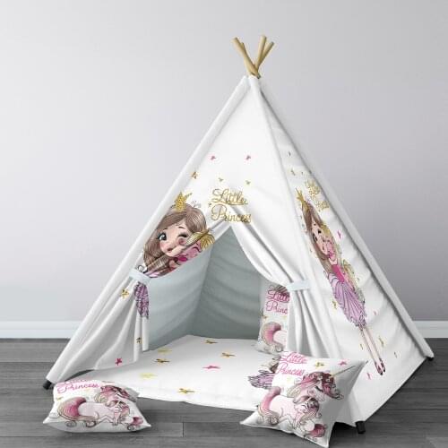 Play Tent for Kids Wigwam Portable Indoor Playground Tents Children Bedrooms Little Princess for Girls and Unicorn Model 081