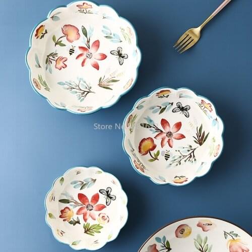 Ceramic Fruit Salad Bowl Creative Personality Ceramic Bowl Household Dessert Bowl Oven Baking Bowl Snack Bowl LB01131