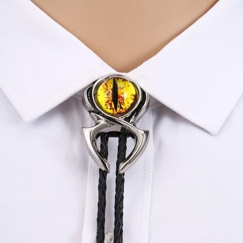 Western cowboy bolo tie mens leather collar rope natural crystal tie accessories unisex British rope