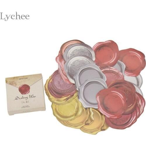 Lychee Life 45pcs Retro Wax Seal Design Sticker For Scrapbook Album DIY Handmade Scrapbooking Envelope Sealing Sticker