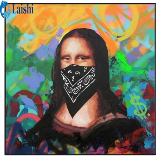 Abstract graffiti art, Mona Lisa full diamond diamond painting diamond embroidery kit cross stitch mosaic home decoration gift