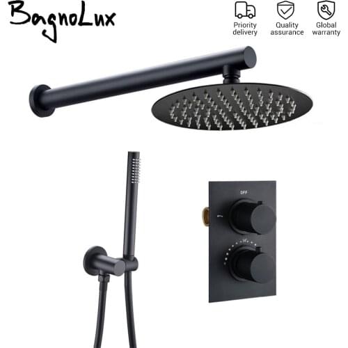 Black Shower Head Set Contemporary Home Hotel Bathroom Wall Hanging Polishing Shower Bathroom Faucet Shower Facility With 8 Head