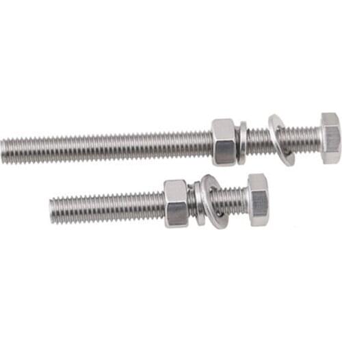 10pcs M5 304 stainless steel Hexagon Bolt screw nut set Extended screws Flat pads spring pad 8mm-40mm Length