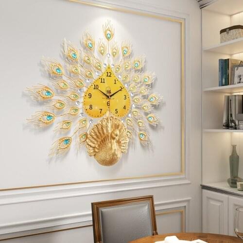 European Style Peacock Clock Wall Clock Living Room Modern Simple Atmosphere Creative Clock Home Decoration Watch