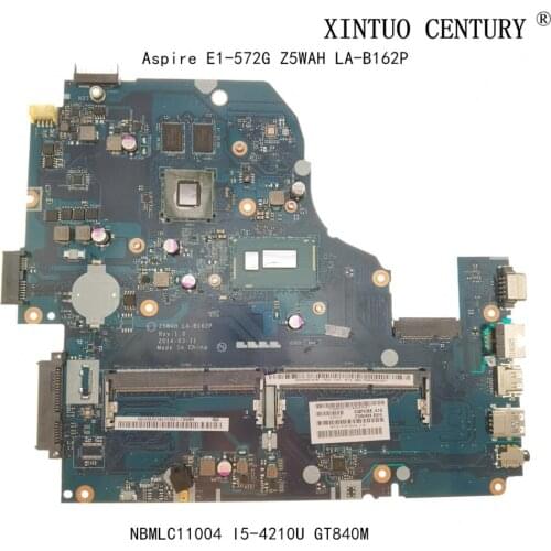 NBMLC11004 NB.MLC11.004 For Acer Aspire E1-572G Laptop Motherboard Z5WAH LA-B162P W/ I5-4210U N15S-GT-S-A2 100% tested working