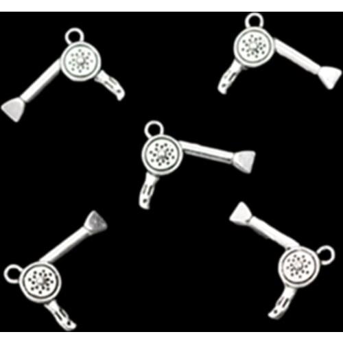 10pcs Silver color Hair Dryer Charm Alloy Pendant For Bracelet Earrings DIY Vintage Jewelry Handmade Charm Metal Accessories