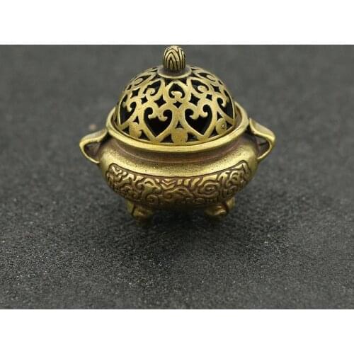 Retro Copper Hearts Love Incense Burners Portable Yellow Brass Metal Censer Buddhism Incense Holder Home Tea House Yoga Studio