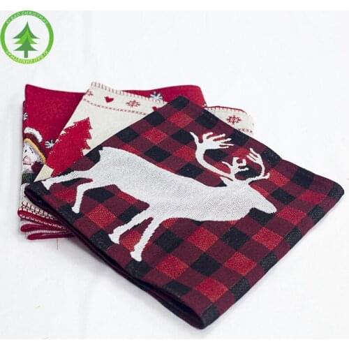 Cotton and linen Christmas decor with table flag printed table runner with tassel tablecloth home Birthday party Decor