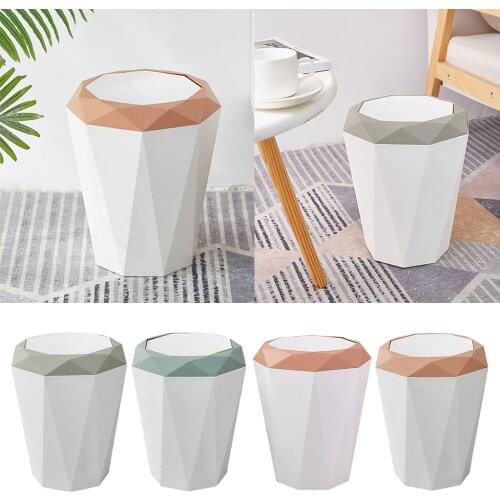 Modern Geometric Simple Rubbish Garbage Bin Trash Can Kitchen Office Hotel Bedroom