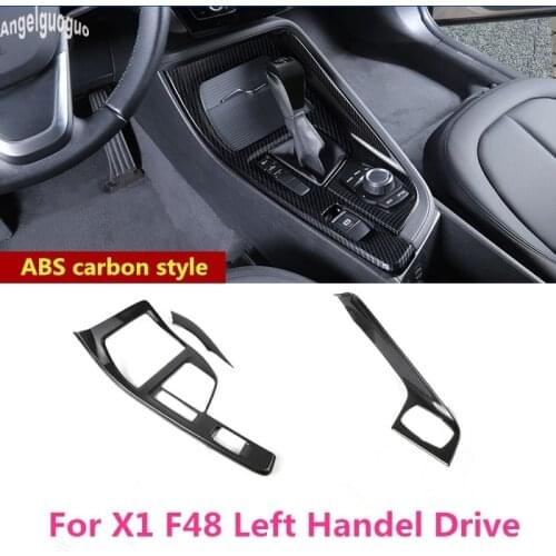 ABS carbon fiber style For BMW X1 F48 2016-18 Car Gear Shift P R N AUTO Trim Decoration Multimedia Knob Sticker Frame Cover LHD