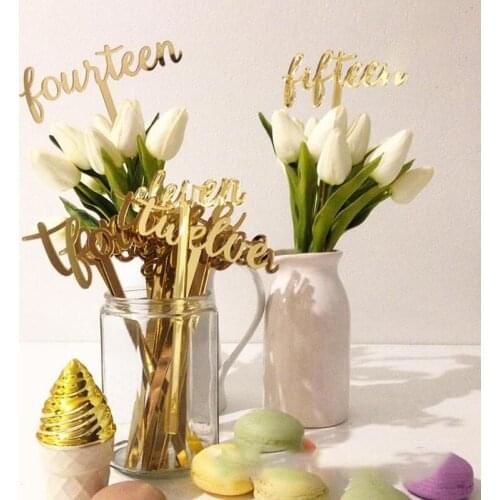 Table Number Signs for Wedding Party Decor Silver Gold Acrylic Number Birthday Geometric Table Seat Card Roman Numerals