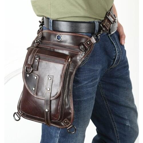 Waterproof saddle bags Men Motocycle Fashion Genuine Leather Motobike Waist Leg Bags for Hiking Cycling Work School Travel