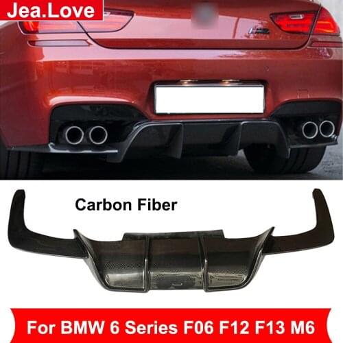 V Style Real Carbon Fiber Rear Bumper Diffuser Lip Tail Decoration For BMW 6 Series F06 F12 F13 M6 2013-2018 Car Tuning