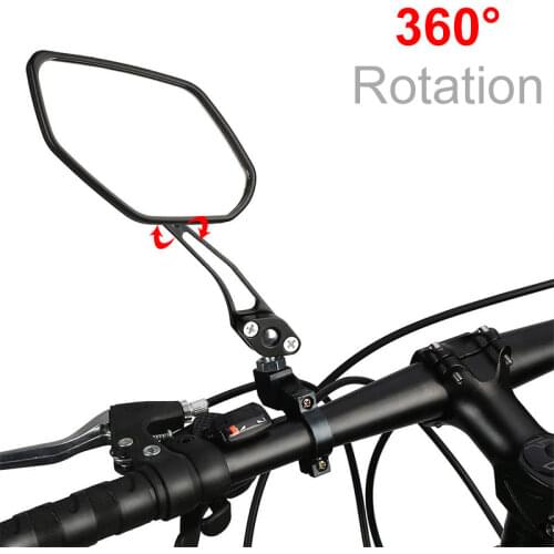 1Pair Bicycle Rearview Mirrors Wide Range Rear View 360 Degree Rotate Adjustable Reflector Aluminum Alloy Cycling ABS Mirrors
