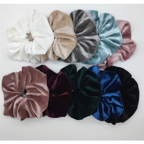 Women Super Oversized Velvet Hair Band Soft Solid Hair Scrunchies Fashion Ponytail Holder Elastic Head Band For Thick Hair