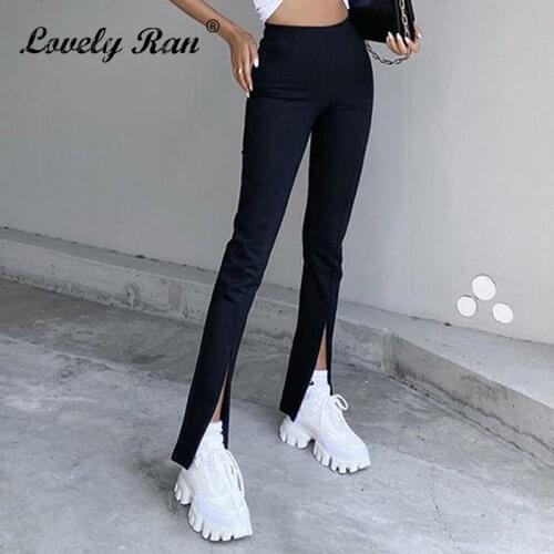 2021 Spring Elastic Slim Split Women Pants Fashion Casual Solid Zipper High Waist Female Trouser Trend Elegant Lady Pencil Pant