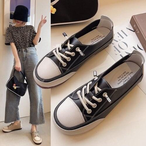 Breathable Shoes Soft Casual Female Sneakers Round Toe Dress Flats Women Slip-on All-Match Tennis New Cross Slip On Rubber Basic