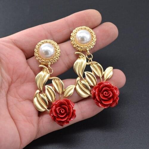 Exaggerated Baroque Elegant Sweet Fashion Flower Earrings Bohemia Coconut Holiday Leaves Fruit Ethnic Wind Ear Jewelry Women