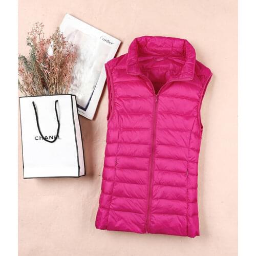 Winter Women Sleeveless Ultra Light Cotton Vest Slim Jacket Gilet Lightweight Windproof Warm Waistcoat Chalecos Para Mujer Y368