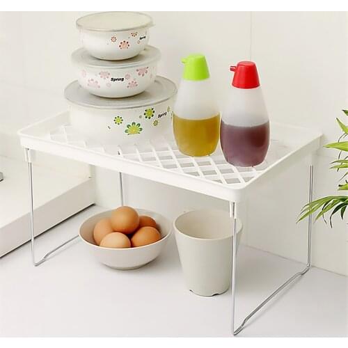 1 Pcs S/M/L Storage Rack Shelf Foldable Holder Organizer Stackable Kitchen Bathroom Cupboard Kitchen Storage Rack