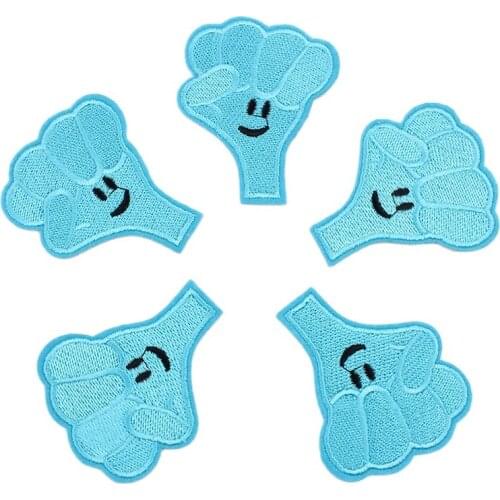 10pcs Quality Fist Patch Embroidered Iron On Gesture Stickers Cartoon Hand Appliques for Jeans Coats Backpack Clothing Sewing