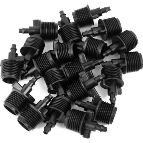 20pcs 1/4' Barb Tubing Adapter for 4/7mm Drip irrigation Tube Capillary Hose Home Garden Watering Kits Accessories