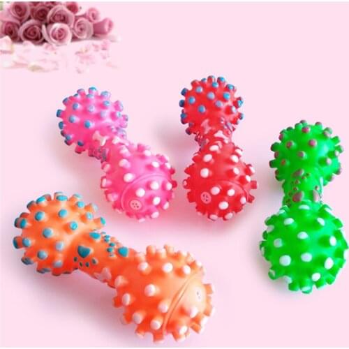 200 pcs Dog Toys Colorful Dotted Dumbbell Shaped Dog Toys Squeeze Squeaky Faux Bone Pet Chew Toys For Dogs