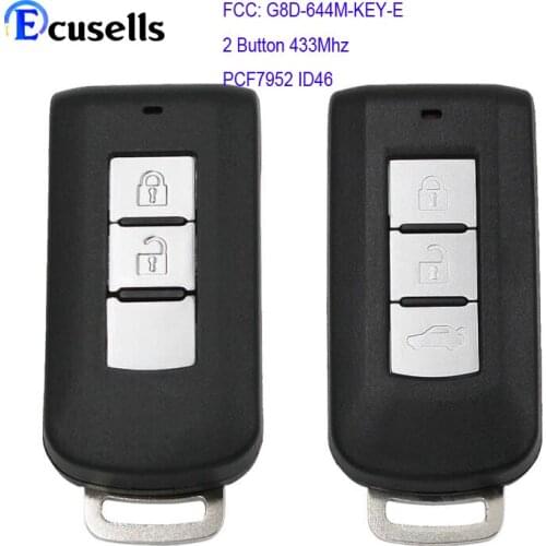 2B/3B Smart Remote Key Fob 433Mhz PCF7952 ID46 for Mitsubishi Lancer Outlander ASX FCC: G8D-644M-KEY-E