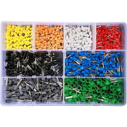 800PCS Terminals Kits Assorted VE Tubular Terminals Insulated Crimp Cable Connector Terminals Electrical Crimp Terminator