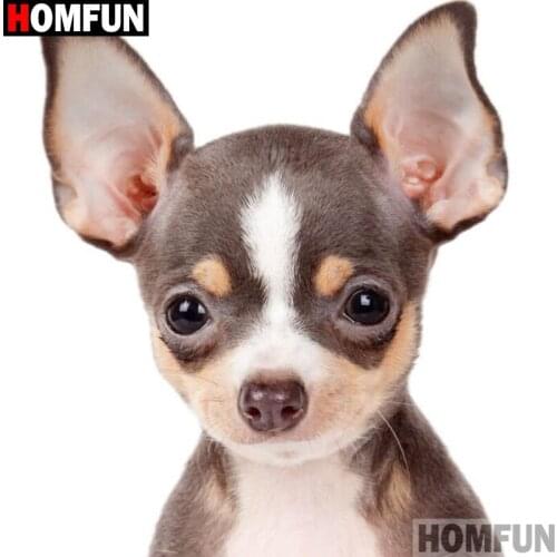 HOMFUN Diamond Painting Cross Stitch Pattern 5D Diamond Embroidery "Animal dog" Home Decor DIY diamond Art A26168