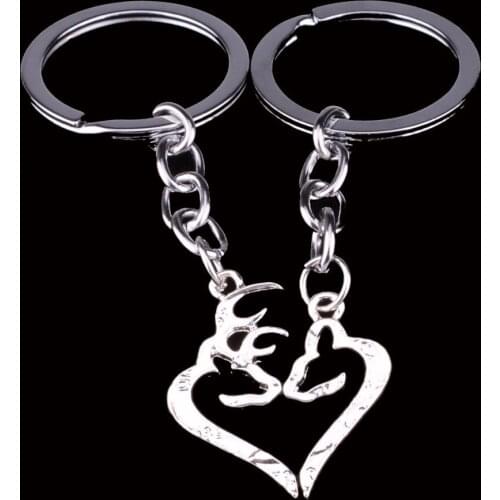 Bespmosp 12PC/Lot Trendy Heart Love 2PC/Set Deer Animal Keyring Jewelry Keychain Charm Women Men Lovers Couples Key Chain Gifts
