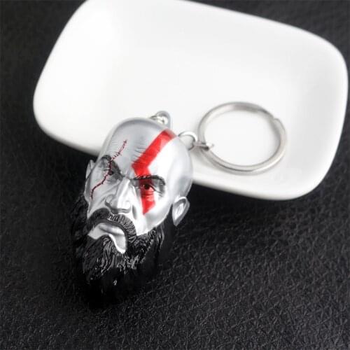 Game God Of War 4 Keychain Kratos 3D Head Mask Key Chain Metal Keyring Car Chaveiro Accessory