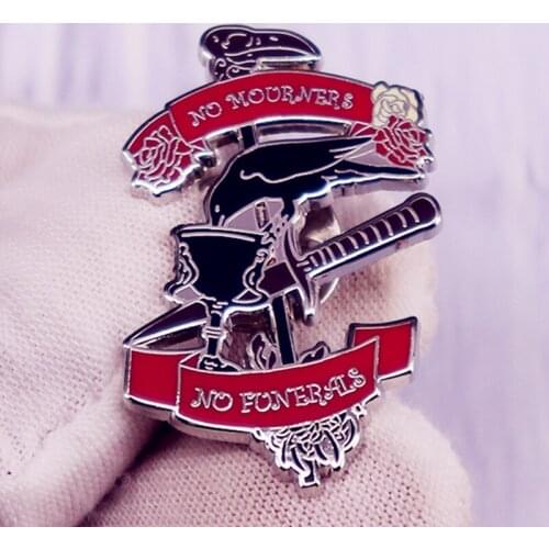Six of Crows No Mourners No Funerals Enamel Pin Raven Wine Brooch literature badge bookworm accessory