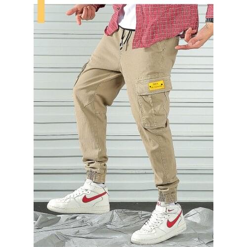New Fashion Mens Autumn And Winter Cotton Multiple Bags Hip Hop Long Trousers Cargo Casual Versatile Straight Harem Vogue Pant