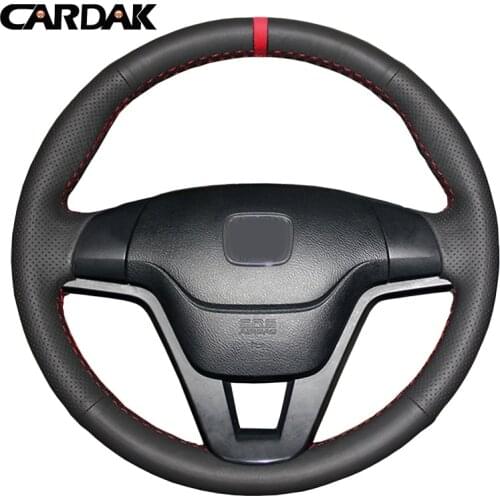 CARDAK Artificial Leather Red Marker Hand-stitched Car Steering Wheel Cover For Honda CRV CR-V 2007 2008 2009 2010 2011