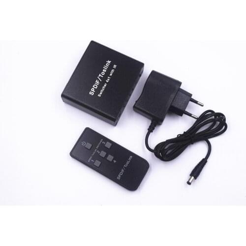 HD Toslink SPDIF Digital Optical Audio Switch 4x1 Switcher US EU Plug Splitter Extender with IR Remote Controller High Quality