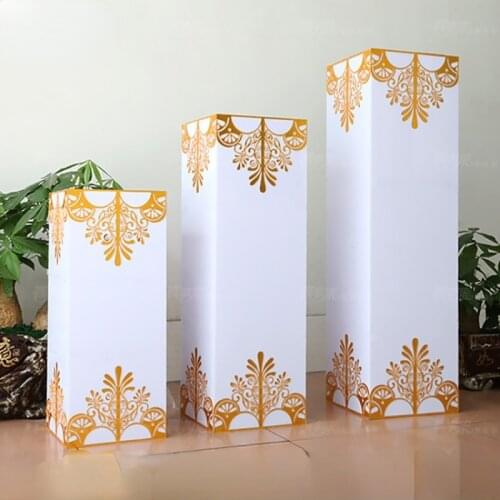 DD Wedding Decoration Acrylic Cuboid Square Style Pillar Road Guide Square Pillar Road Guide Wedding Prop Three piece Road Guide