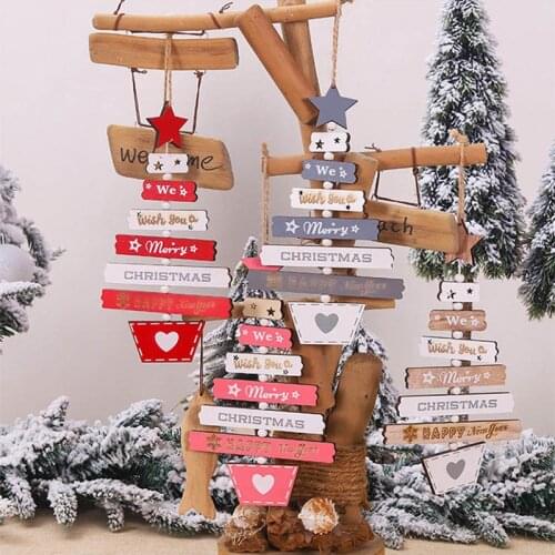 Wooden Christmas Tree Hanging Pendant Ornaments Xmas Gift Merry Christmas Decorations for Home Navidad 2020 Happy New Year 2021