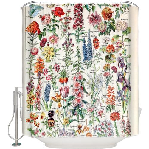 Adolphe Millot French Vintage Poster Extra Long Fabric Bath Shower Curtains Bathroom Decor Sets with Hooks