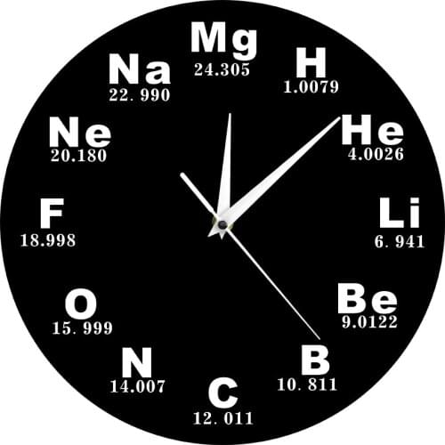 Chemical Elements Periodic Wall Clock Modern Design Chemical Symbols Biology Wall Watch Time Clock Science Teachers Gift